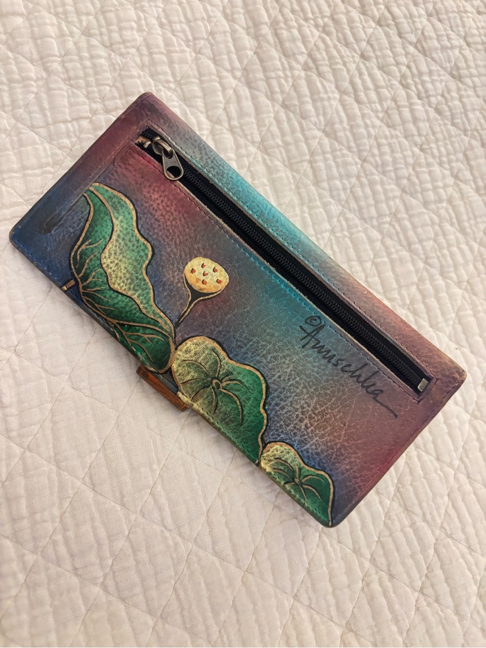 ANUSCHKA HAND-PAINTED LEATHER WALLET - Picture 6 of 12